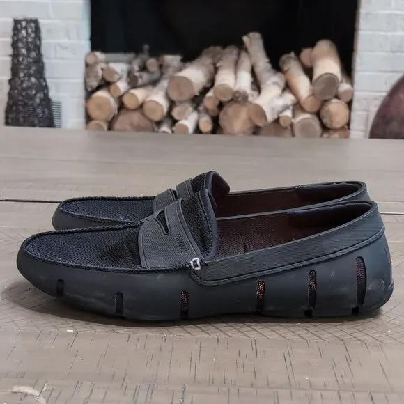 Swims Black Mens Rubber Mesh Boat Loafer Water Beach Pool Shoes Size 11 - Picture 4 of 10
